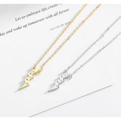 Rhinestone Thunder Lightning Pendant S925 Sterling Silver Necklace
