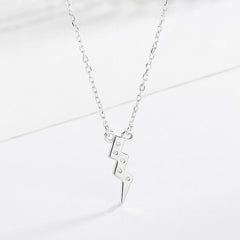 Rhinestone Thunder Lightning Pendant S925 Sterling Silver Necklace