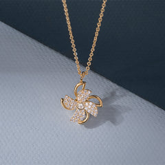 Rotatable Crystal Windmill Pendant Necklace Exquisite Jewelry