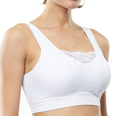 Women's Seamless Lace Bra Top with Front Lace Cover Sports Bra