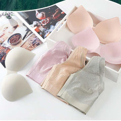 Seamless 5D Wireless Contour Latex Bra Lace Breathable Underwear Top