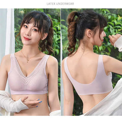 Seamless 5D Wireless Contour Latex Bra Lace Breathable Underwear Top