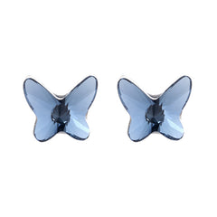 Shine Blue Crystal Butterfly 925 Sterling Silver Stud Earrings