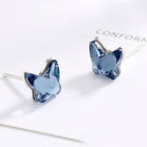 Shine Blue Crystal Butterfly 925 Sterling Silver Stud Earrings