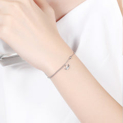 Shine Rhinestone Crown 925 Sterling Silver Chain Bracelet