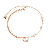 Shine Rhinestone Crown 925 Sterling Silver Chain Bracelet
