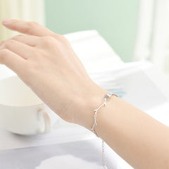 Shiny Crystal Block Tree Branch 925 Sterling Silver Chain Bracelet