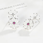 Sparkling Cubic Zirconia Daisy Flower S925 Silver Stud Earrings