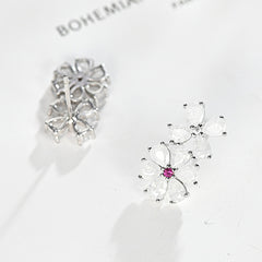 Sparkling Cubic Zirconia Daisy Flower S925 Silver Stud Earrings
