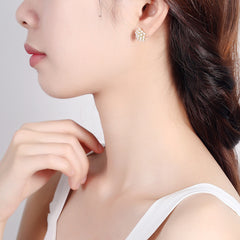 Sparkling Pearl Babysbreath 925 Sterling Silver Stud Earrings