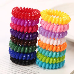 20pcs Spiral Hair Ties Candy Color 5cm Phone Cord Hair Bands