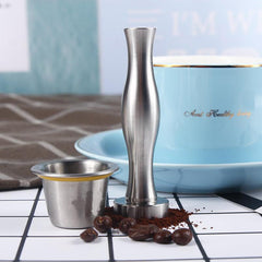 Stainless Steel Coffee Tamper with Coffee Capsule Filling Tool for Nespresso