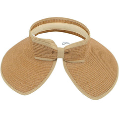 Women's UPF 50+ Wide Brim Roll-up Straw Sun Hat Sun Visor