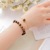 2pcs Set Stylish Brown Tiger-Eye Agate Stone Good Lucky Bracelet