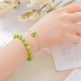 2pcs Set Stylish Green Emperor Agate Stone Good Lucky Bracelet