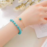 2pcs Set Stylish Blue Kallaite Agate Stone Good Lucky Bracelet
