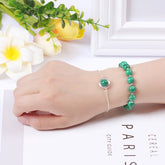 2pcs Set Stylish Dark Green Dragon Agate Stone Good Lucky Bracelet