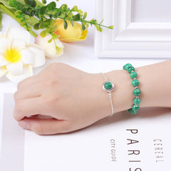 2pcs Set Stylish Dark Green Dragon Agate Stone Good Lucky Bracelet