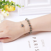 2pcs Set Stylish Gray Moonstone Agate Stone Good Lucky Bracelet