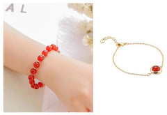 2pcs Set Stylish Red Agate Stone Good Lucky Bracelet