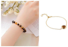 2pcs Set Stylish Brown Tiger-Eye Agate Stone Good Lucky Bracelet