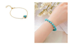 2pcs Set Stylish Blue Kallaite Agate Stone Good Lucky Bracelet