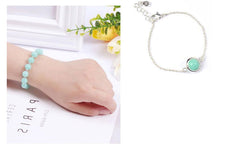 2pcs Set Stylish Light Blue Amazonite Agate Stone Good Lucky Bracelet