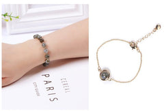 2pcs Set Stylish Gray Moonstone Agate Stone Good Lucky Bracelet