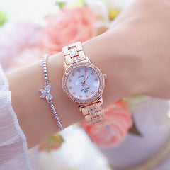 Bee Sister Stylish Crystal Rhinestone Women Quartz Wristwatch Butterfly Bracelet