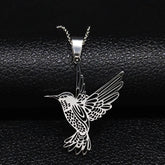 Stylish Hallow Out Hummingbird Stainless Steel Pendant Necklaces