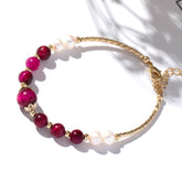 Stylish Red Tiger Eye Stone Pearl Good Lucky Bracelet
