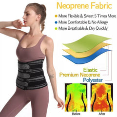 Three Straps Neoprene Sauna Waist Trainer Corset Slim Belly Belt with Hook
