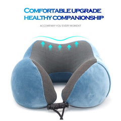 Memory Foam Head Support Travel Neck Pillow w. Storage Bag