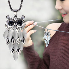 Vintage Owl Pendant Long Chain Drop Dangle Necklace Charm Jewelry