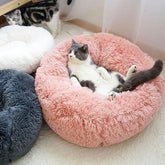 Washable Round Plush Pet Cat Fluffy Warm Bed Cushion