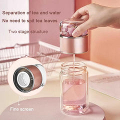 Double Wall Glass Water Bottles Tea Infuser Tea Separation Tumbler Cup