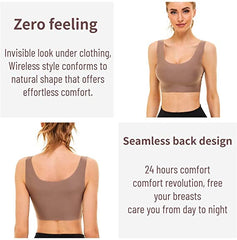 Wireless Seamless Vest Bras Full Coverage Comfy Soft Invisible Sleep Daily Bra