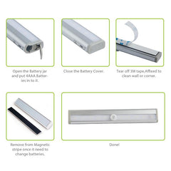 Wireless Motion Sensor 10-LED Night Lights for Closet Stairs Bathroom Steps Battery Operated