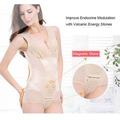 Ultra Tummy Flattening Compression Lace Bodysuit with Built-in Energy Stones