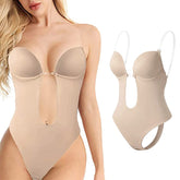 Women's Backless Shapewear U Plunge Deep V-Neck Bodysuit Seamless Body Shaper