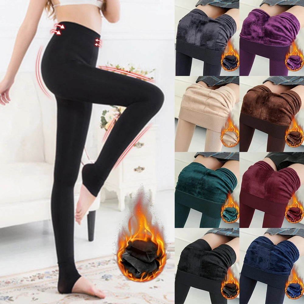 Womens Winter Warm Fleece Lined Leggings - Thick Tights Thermal Pants  Thermal Leggings Layer Bottom Underwear Warm