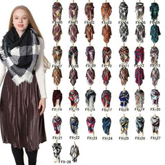 Women's Plaid Blanket Winter Oversized Tartan Scarf