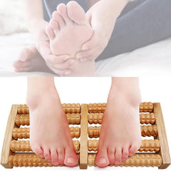 Wooden Stress Relief Dual Feet Massager Acupressure Massage Roller