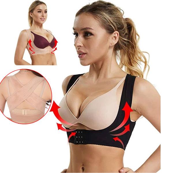 Chest Breast Support Belt Women Posture Corrector Humpback Correct Posture  Corset Bra Posture Shape Corrector(XL-Black)