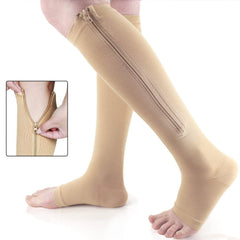 Zipper Open Toe Compression Socks Stockings for Men Women