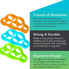 3PCS Finger Gripper Silicone Hand Gripper Resistance Band