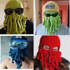 Winter Octopus Beard Hat Beanie Cap Knit Hat Warm Windproof for Men Women