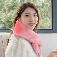 Electric Heated USB Neck Heat Pad Fluffy Fur Collar Cozy Shawl Scarf