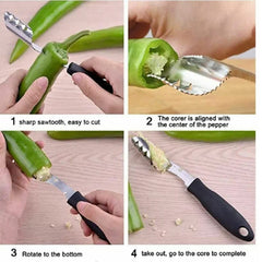 Stainless Steel Chili Corer Remover Jalapeno Pepper Corer