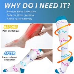 7 Pairs Knee-High Compression Socks 20-30mmhg Sports Color Stockings